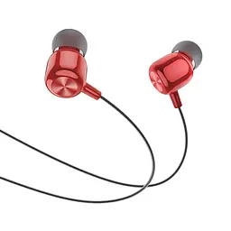 Провідні вакуумні навушники Hoco M87 String wired earphones with microphone, 3.5mm, 1.2m, red - мініатюра 2