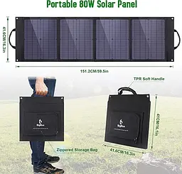 Складний сонячний зарядний прстрій Solar panel BIGblue B406 80W Сонячна панель - мініатюра 5