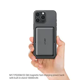 Зовнішній акумулятор Acefast M17 PD20W/22.5W magnetic fast charging power bank with built-in stand 10000mAh Black (6974316284000) - мініатюра 7