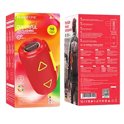 Портативна bluetooth колонка Borofone BR38 TWS із LED підсвічуванням червоний - мініатюра 5