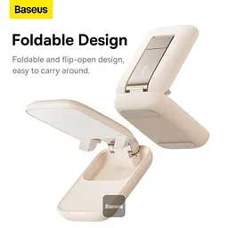 Подставка для гаджетов Baseus Seashell Series Folding Phone Stand (with Xiaomirror) B10551501411-00 Pink - мініатюра 3