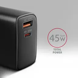 Зарядний пристрій AXAGON 1xUSB QC4.0 + 1xUSB-C PD45W PPS black (ACU-PQ45) - мініатюра 3