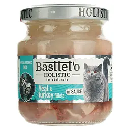 Вологий корм для котів Basttet`o Holistic мікс яловичина з індичкою в соусі 130 г скло - мініатюра 2