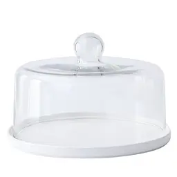 Тортівниця кругла керамічна зі скляною кришкою Crystal 8х18 см