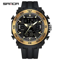 Чоловічий наручний годинник 6029 Black-Gold Sanda acs0030956