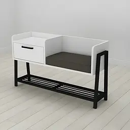 Банкетка з тумбочкою Ferrum-decor Бланка 540x1000x320 метал Чорний ДСП Білий 16 мм (FRD-103024)