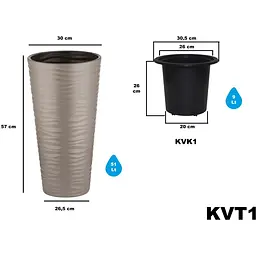 Вазон для квітів Serinova Kumsal 9 л мокко (20-KVT107214-200100) - мініатюра 3
