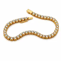Жіночий тенісний браслет із жовтого золота з муасанітами BR-0408 18.5 - мініатюра 2