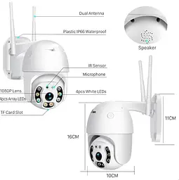 IP камера відеоспостереження вулична поворотна Wi-Fi UKC Smart Home Camera A6 4.0 Mp біла - мініатюра 3