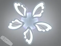 Стильна стельова LED-люстра для спальні та вітальні Diasha 8166/5WH біла, квітка, 80 Вт, 64 см, 10-16m2