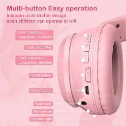 Бездротові ігрові навушники з котячими вушками Onikuma B90 RGB гарнітура з мікрофоном Pink (19117) - мініатюра 10