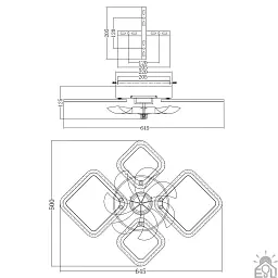 Люстра з вентилятором керована світлодіодна FAN OVAL 38 Вт + 15 Вт 645x500x125 мм Бiла ESLLSE - мініатюра 9