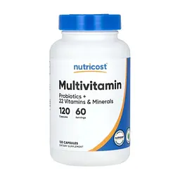Вітамінно-мінеральний комплекс Nutricost Мультивітаміни з пробіотиками, Multivitamin, Probiotics + 22 Vitamins & M (NCS67942)