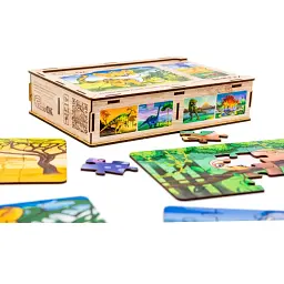 Дерев’яний дитячий пазл PuzzleOK 4 в 1 Дикі звірі 80 елементів Puz-58714 - мініатюра 5
