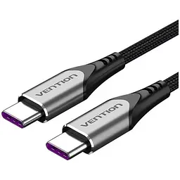 Дата кабель USB-C to USB-C 2.0m 5A aluminum gray Vention (TAEHH)