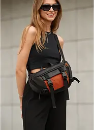 Жіноча сумка бананка Sambag Dynamicdart чорно-помаранчева 38 × 21 × 7 см (80411129) - мініатюра 3