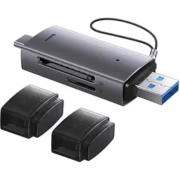 Кардрідер Baseus Airjoy USB-A & USB-C to SD/TF Grey (WKQX060113) [83622]