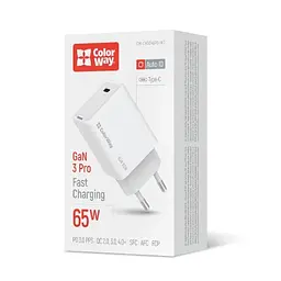 Мережевий зарядний пристрій White 65 Вт GaN ColorWay teh0028601 - мініатюра 6