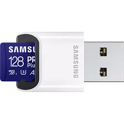 Карта пам'яті Samsung microSDXC PRO Plus 128GB Class 10 UHS-I U3 V30 A2 + USB Reader (MB-MD128SB/WW) [112856] - мініатюра 2