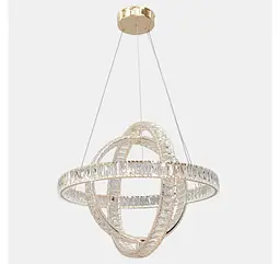 Підвісна світлодіодна люстра-сфера Artlight 569/600GD золота з кришталевими кільцями, що перетинаються, пультом і диммером - мініатюра 4
