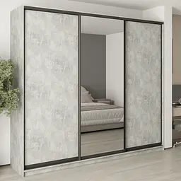 Шафа-купе тридверна MebelStar Уні BG 2ДСП/Дзеркало 270x45x240 см Бетон (MBS-7787)