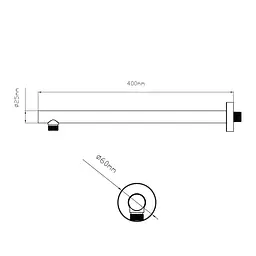 Кронштейн для верхнього душу Qtap Trubice 400 мм округлий QTTRU120BLM45927 Black matt Чорний матовий - мініатюра 2