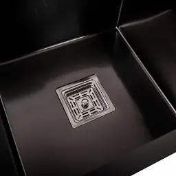 Кухонна мийка Platinum Handmade PVD HDB з нержавіючої сталі 3.0 мм квадратний сифон 78x43x23 см чорна - мініатюра 5