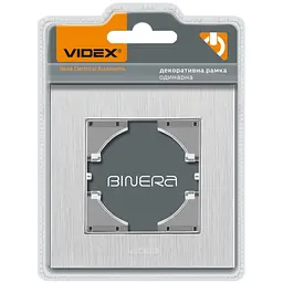 Рамка одинарна горизонтальна Videx Binera алюміній 86х86х6.5 мм срібляста (VF-BNFRA1H-SL)