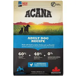 Сухий корм для дорослих собак усіх порід Acana Adult Dog Recipe з куркою та індичкою 2 кг a52520