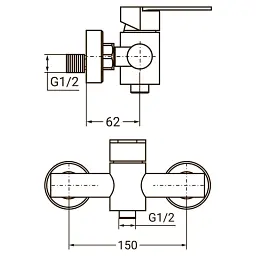 Змішувач HT Ø35 для душу SS AQUATICA HT-1D171P (9719301) - мініатюра 2