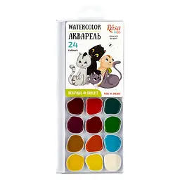 Набір акварельних фарб Cats 24 кол. без пензлика ROSA Kids (4823098541486)