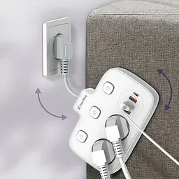 Мережевий фільтр-адаптер ColorWay CHE-24-PDW 20W, 2x220V, 3xUSB-A, 1xUSB-C - мініатюра 7