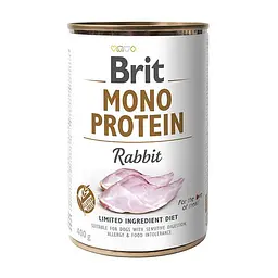 Монопротеїновий вологий корм для собак з чутливим травленням Brit Mono Protein Rabbit, з кроликом, 400 г