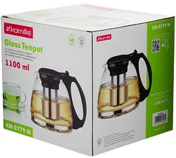 Чайник скляний заварювальний зі знімним ситечком Kamille 1100 мл kuh0009142 - мініатюра 7