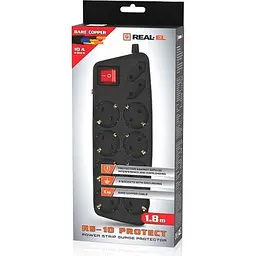 Мережевий фільтр живлення REAL-EL REAL-EL RS-10 Protect, 1.8m, black (EL122300038) - мініатюра 8