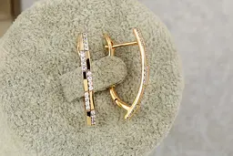 Серьги Xuping Jewelry дорожка с камешками в шахматном порядке 2.6 см золотистые - миниатюра 2