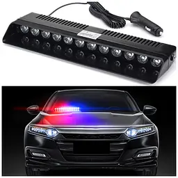 Страбоскоп Світлодіодний 12V DRL 330x100 мм 12LED (B-R) прикурювання вимикач на присосках (KING S12) - мініатюра 2