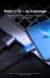 Кабель UGREEN US187 USB-A - USB-C USB 3.0 3 А 1 м темно-сірий (30533) - мініатюра 4