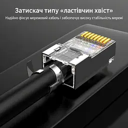 Екрановані мережеві конектори UGREEN NW123 10 шт. із 10 напрямними вставками для жил Ø0,56–0,60 мм з ізоляцією Ø1,10–1,50 мм штекери RJ45 8P8C Cat 6A до 10 Гбіт/с потрібен обтискний інструмент для екранованих штекерів RJ45 для однодротяних і багатодротяних провідників із заднім затискачем кабелю із позолоченими контактами сріблясті з прозорими елементами та золотистими контактами (70316) - мініатюра 4