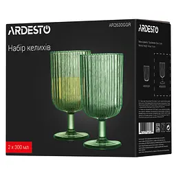 Набір келихів 300мл, 2шт, скло, зелений ARDESTO kuh0014684 - мініатюра 7