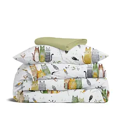 Дитяча постільна білизна Cosas FOREST CATS CS7 110х140см (ForestCats_El80-78Olive_140)