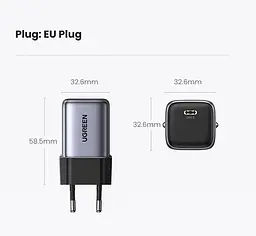 Блок зарядний адаптер Ugreen CD319 Nexode 30W мережеве зарядне темно сіре - мініатюра 2