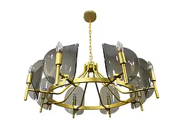 Люстра стельова Levistella 756LPR0032-8 GD+BK, 8 плафонов, E14, золотий, чорне скло, сучасний стиль для вітальні