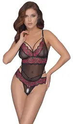 Боді Cottelli Collection Crotchless otwarte, S/M (чорний)