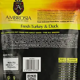 Корм сухий Ambrosia Grain Free Dog Adult Fresh Turkey & Duck для дорослих собак усіх порід зі свіжою індичкою та качкою 100 г - мініатюра 4