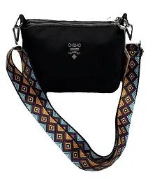 Клатч нейлоновий через плече з кольоровим ремінцем Italian Bags 24x9x16 см Чорний (id_629) - мініатюра 2