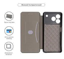 Чехол-книжка для ZTE Blade A76 4G, G-Case, черный, кожаный чехол-книжка из экокожи (PU) и TPU, с магнитом, с подставкой и вместительным кардхолдером, противоударный, защита всего корпуса, ArmorStandart (ARM87530) - мініатюра 3