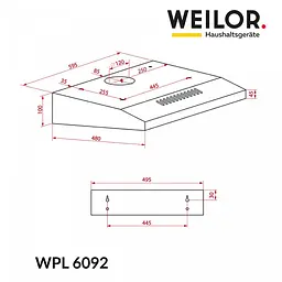 Витяжка плоска WEILOR WPL 6092 WH - мініатюра 9