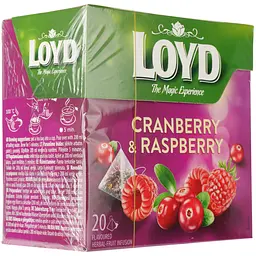 Чай фруктовий Loyd Cranberry&Raspberry Журавлина та малина 40 г (20 шт. х 2 г) - мініатюра 3