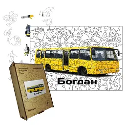Дерев'яний фігурний пазл puzzlean Богдан, А3, Дерев'яна коробка 200 елементів
